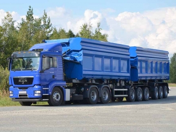 Автопоезд с боковой разгрузкой